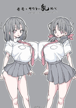 モモとサクラの乳比べ